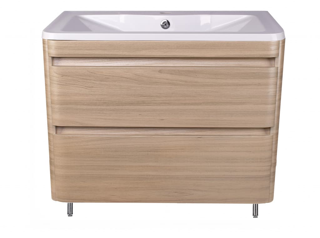 Тумба напольная Style line Атлантика 90, Люкс  ясень перламутр, под раковину, PLUS