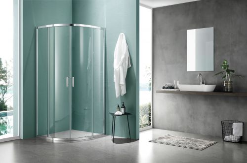 AQ NAA 2142-100 Душевой уголок 1/4 круга Aquatek, двери развижные 1000x1000x2000, профиль хром . стекло прозрачное
