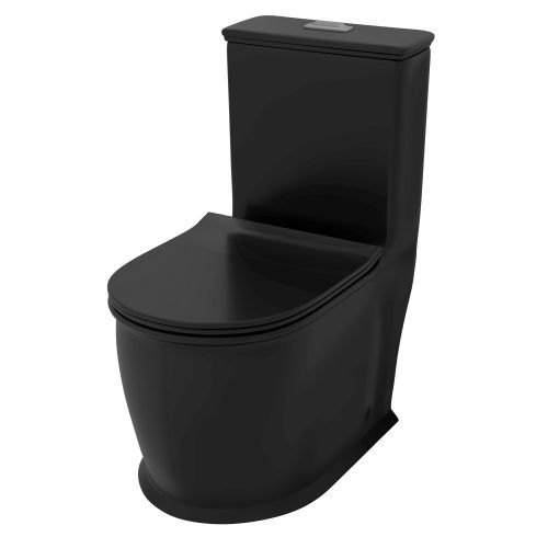 Унитаз GR-4492BMS Retro (670*350*825) ЧЕРНЫЙ МАТОВЫЙ напольный БЕЗОБОДКОВЫЙ с тонкой крышкой,1 место