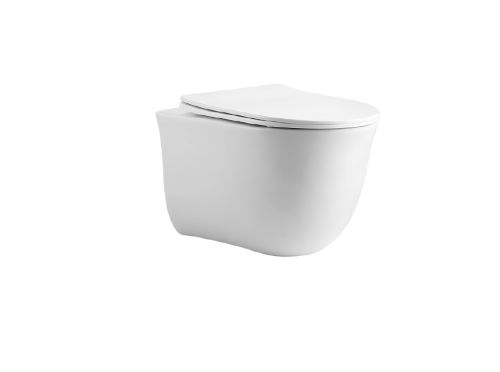 Унитаз-компакт подвесной КЛАССИК безободковый AQ1112-00 490*365*340, тонкое сиденье с механизмом плавного закрывания, крепеж