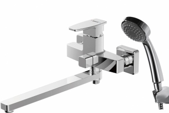 Смеситель для ванны c длинным изливом с аксессуарами Bravat Riffle F672106C-LB