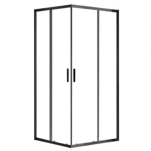 Душевое ограждение AZARIO 900х900х2000, БЕЗ ПОДДОНА (угловой вход, 2 двери), черный профиль