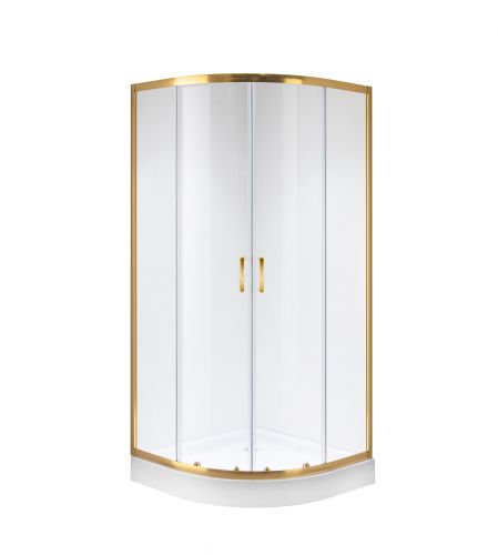 Душ. ограждение NG-6407-08 GOLD (100*100*190) полукруг, двери раздвижные, 1 место