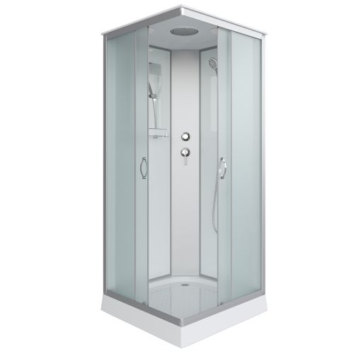 Душ.каб. NG-1101-14 (900х900х2150) низкий поддон(13см) стекло МАТОВОЕ 3 места с полкой