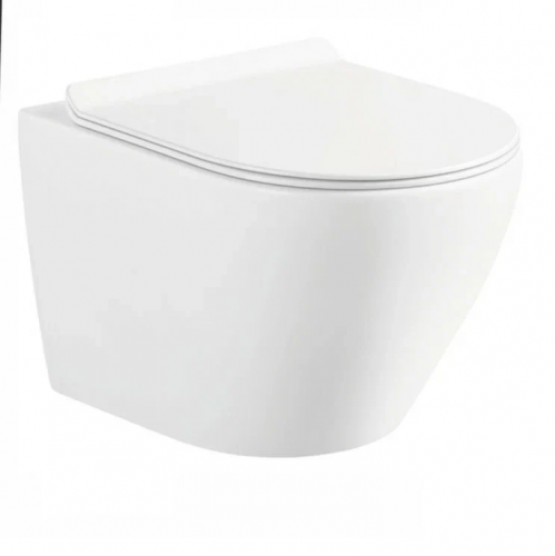 Унитаз подвесной Circulo , белыйЮ  горизонтальный выпуск, безободковый, в комплекте с  быстросьемным сиденьем микролифт  дюропласт Selena C001WG