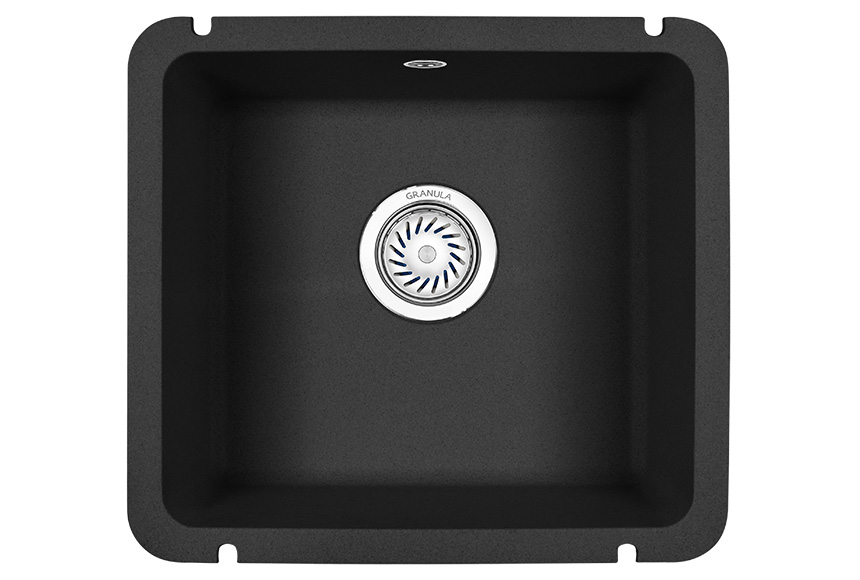 Мойка кухонная Granula квадратная кварц 3601, ЧЁРНЫЙ
