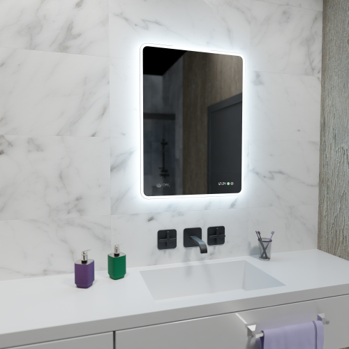 Skansen Зеркало с LED подсветкой и сенсором, 600х800 часы антипар