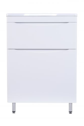 Тумба напольная "Бергамо мини 60" (2 ящ.) Люкс антискрейтч белый, под раковину, PLUS