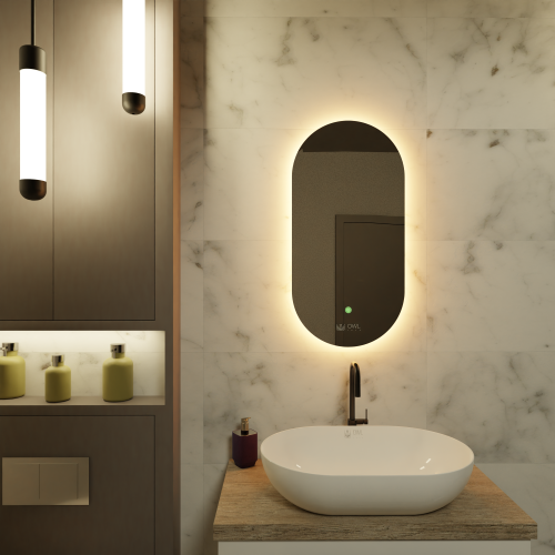 Rusken Зеркало с ореольной LED подсветкой, 400х800 УНИВЕРСАЛЬНАЯ ПОДСВЕТКА