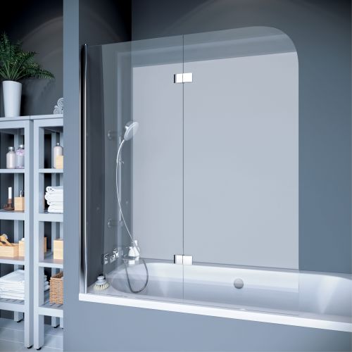 Шторка для ванны "KOLLER POOL" двухэлементная Waterfall Line QP 97 Right 1150x1400 не прозрачная Grape 6мм хром