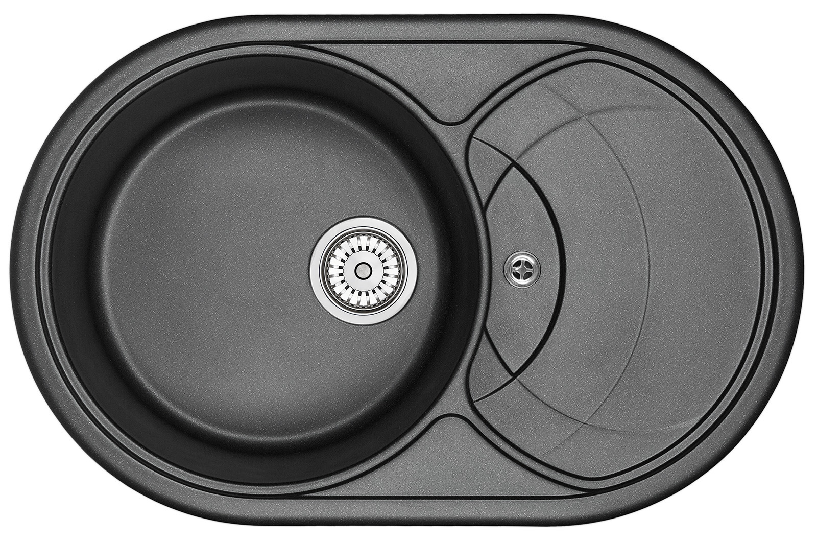 Мойка кухонная Granula овальная кварц 7801, ЧЁРНЫЙ