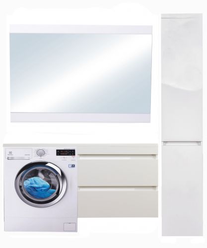 Тумба подвесная "Даллас 130", Люкс белая, под раковину, PLUS, ЭМАЛЬ