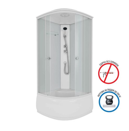 Душ.каб. NG-8308-14 (900х900х2100) высокий поддон(40см), стекло МАТОВОЕ белые профиля 4 места