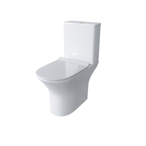 Унитаз Classic GR-4465S (650*340*790) напольный БЕЗОБОДКОВЫЙ с тонкой крышкой, 2 места