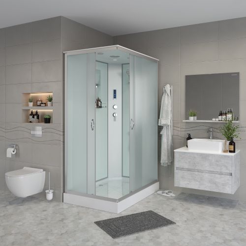 Душ.каб. NG-43285-14QP (1200х800х2150) низкий поддон(13см) стекло МАТОВОЕ 3 места