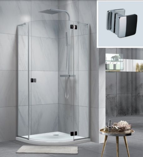 Душевое ограждение "KOLLER POOL" NEON N90RСB 900x900x1950 прозрачное Transparent  8мм CALC FREE хром/чёрный