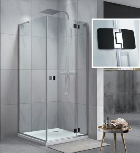Душевое ограждение "KOLLER POOL" NEON N90KСB 900x900x1950 прозрачное Transparent  8мм CALC FREE хром/чёрный