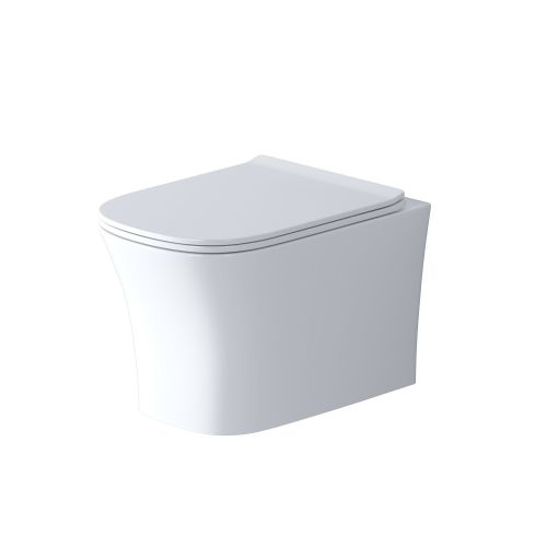 Унитаз Style GR-4474S (485*355*350) подвесной БЕЗОБОДКОВЫЙ с тонкой крышкой, 1 место