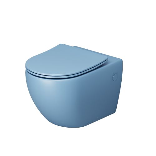 Унитаз GR-4411BSMS Color (550*365*395) ГОЛУБОЙ МАТОВЫЙ подвесной БЕЗОБОДКОВЫЙ