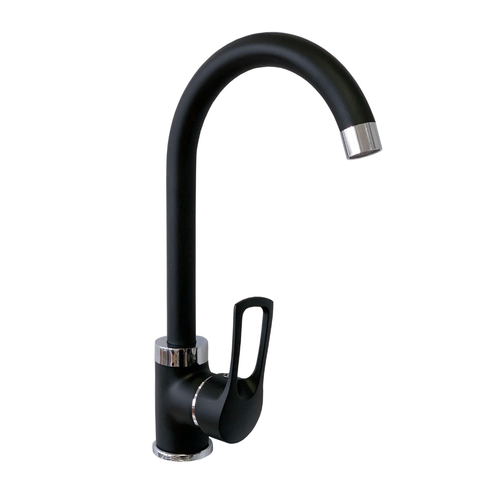 Смеситель для кухонной мойки черный, с высоким изливом Славен СЛ-ОД-1ЧН