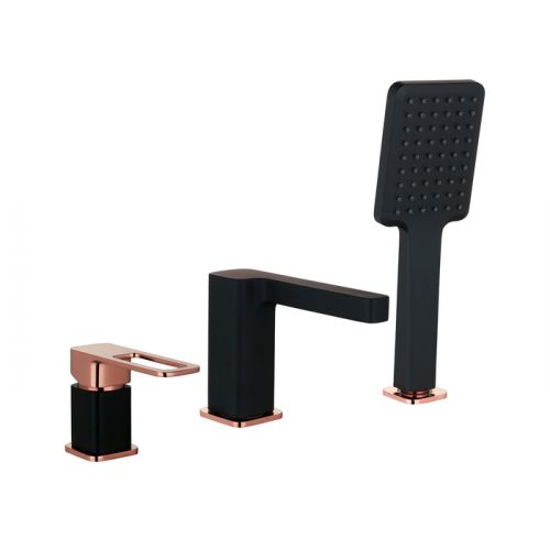 Смеситель на борт ванны на 3 отверстия с керамическим дивертором, черный, Slide, IDDIS, SLIBG30i07