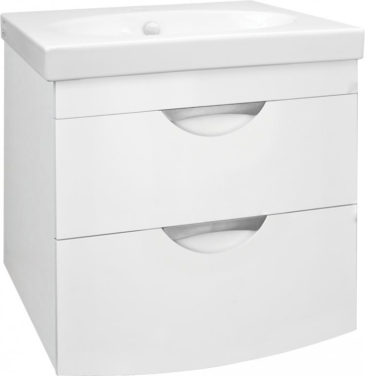 Тумба подвесная Жасмин 2 под раковину Комо 80, Люкс белая, PLUS