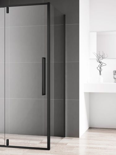 Боковая панель AQUAme, стекло 6мм, цвет профиля матовый черный. Размер 800*1950