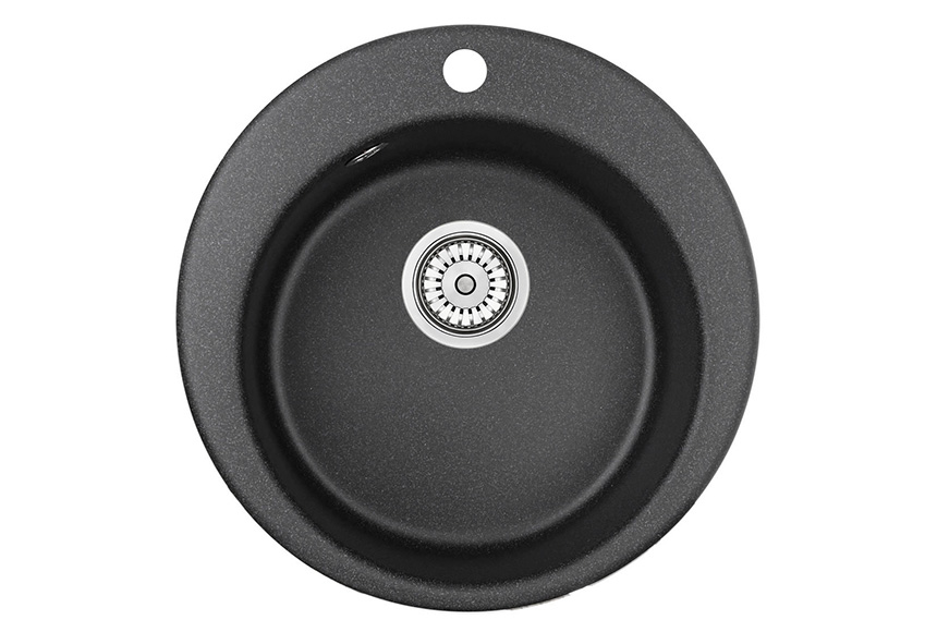 Мойка кухонная Granula круглая кварц 4801, ЧЁРНЫЙ
