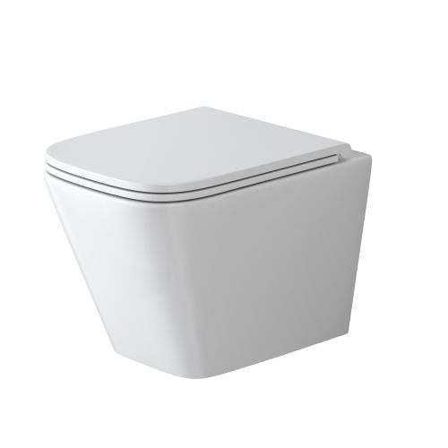 Унитаз GR-4479SQ (490*345*355) подвесной БЕЗОБОДКОВЫЙ с тонкой крышкой, 1 место