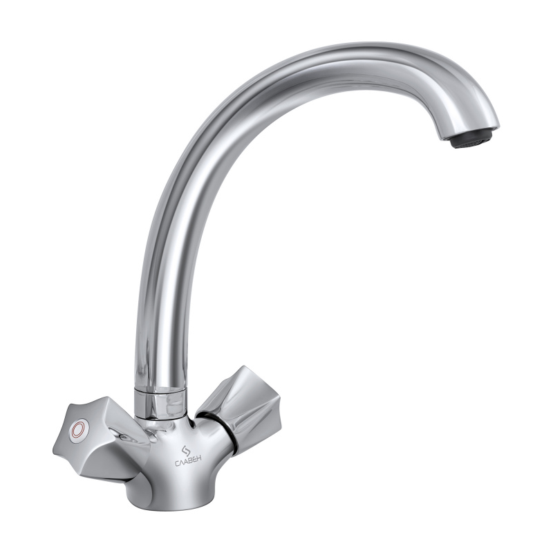 Смеситель для кухонной мойки с высоким изливом Славен СЛ-ДВ-Е11