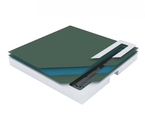 Душевой поддон под плитку Confluo Board UNI 900 со встроенный лотком Frameless Line Black Glass 550 Pestan