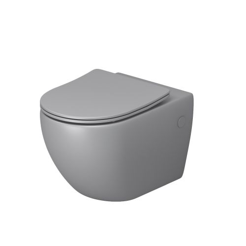 Унитаз GR-4411GLMS Color (550*365*395) СВЕТЛО-СЕРЫЙ МАТОВЫЙ подвесной БЕЗОБОДКОВЫЙ