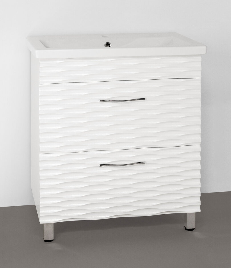 Тумба  Style Line напольная под раковину Ассоль 70, Комо 70, Люкс техно платина, PLUS