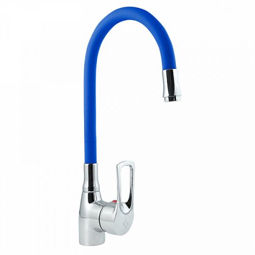 Смеситель для мойки с высоким изливом из силикона, синий, Ц2С, Славен