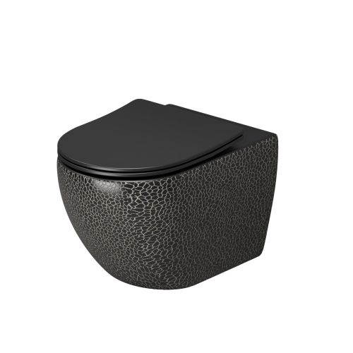 Унитаз GR-4411BBLS Color (550*365*395) ЧЕРНЫЙ подвесной БЕЗОБОДКОВЫЙ