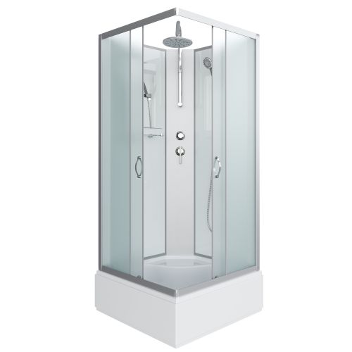 Душ.каб. NG-1108-14BKT (900х900х2100-2400) средний поддон(26см) стекло МАТОВОЕ 4 места с полкой