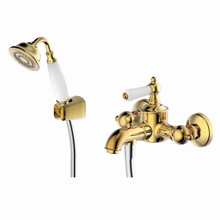 Смеситель для ванны с коротким изливом с аксессуарами Bravat Art F675109U-B