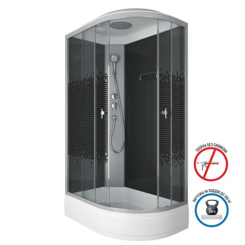 Душ.каб. NG-3524-14L BLACK (1200х800х2150) низкий поддон(26см) стекло  ТОНИРОВАННОЕ 4 места