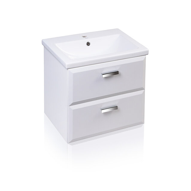 Тумба подвесная Style line Лотос 60 под раковину Комо 60, Люкс белая, PLUS