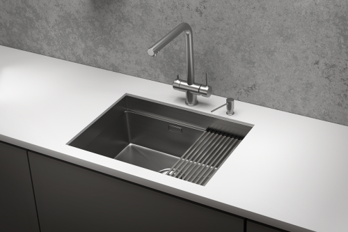 KS-6045U, СТАЛЬ САТИН, стальная кухонная мойка KITCHEN SPACE