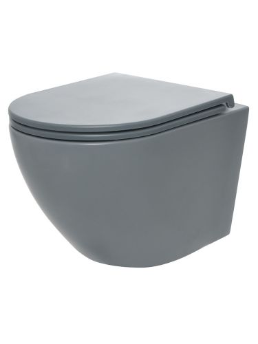 AQM2002MGR Унитаз подвесной AQUAme с сиденьем SoftClose, технология смыва Rimless, скрыт.крепеж. Цвет серый
