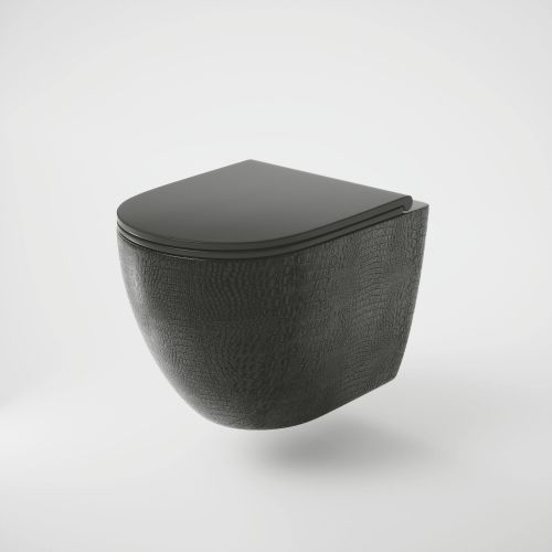 Унитаз GR-4455BBLS (480*365*370) ЧЕРНЫЙ подвесной БЕЗОБОДКОВЫЙ с тонкой крышкой