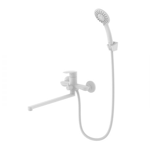 Смеситель для ванны с длинными изливом, белый матовый, Rora, Milardo, RORWT00M10