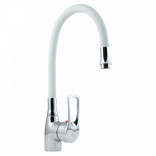 Смеситель для мойки с высоким изливом из силикона, белый, Ц2Б, Славен