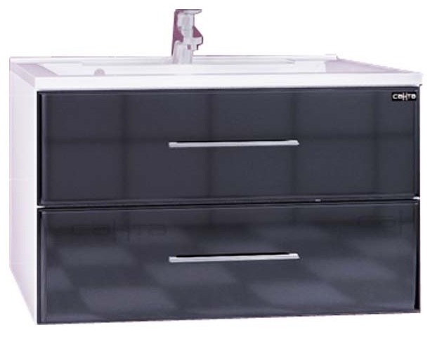 Тумба под раковину Омега 80 подвесная черная Санта 207021л