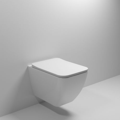 Унитаз GR-4462S (520*360*360) БЕЛЫЙ подвесной БЕЗОБОДКОВЫЙ с тонкой крышкой, 1 место