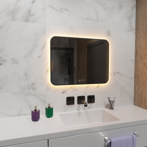 Gryning Зеркало с LED подсветкой и сенсором, 800х600 черный контур