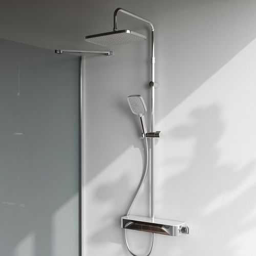 F078F700 Func, душ.система: см-ль-полка д/ванны/душа, душ.штанга, верхн. душ квадр., ручн.душ, хром