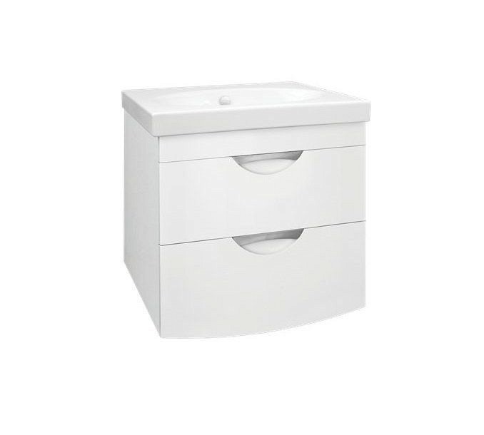 Тумба подвесная Жасмин 2 под раковину Комо 50, Люкс белая, PLUS