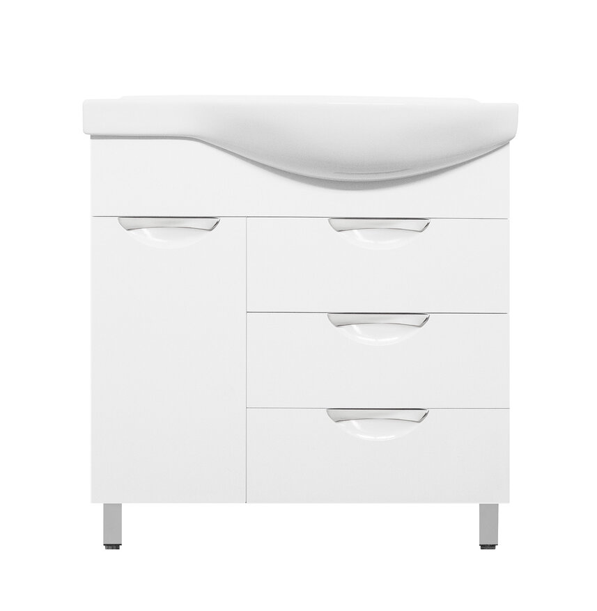 Тумба Style Line Жасмин 82, с корзиной под раковину Коралл 82, левая